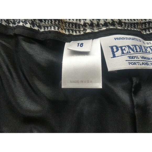 Pendleton 100% Virgin Wool Womens Pants Sz 16 Black/White/Tan Plaid Made In USA - Picture 8 of 9
